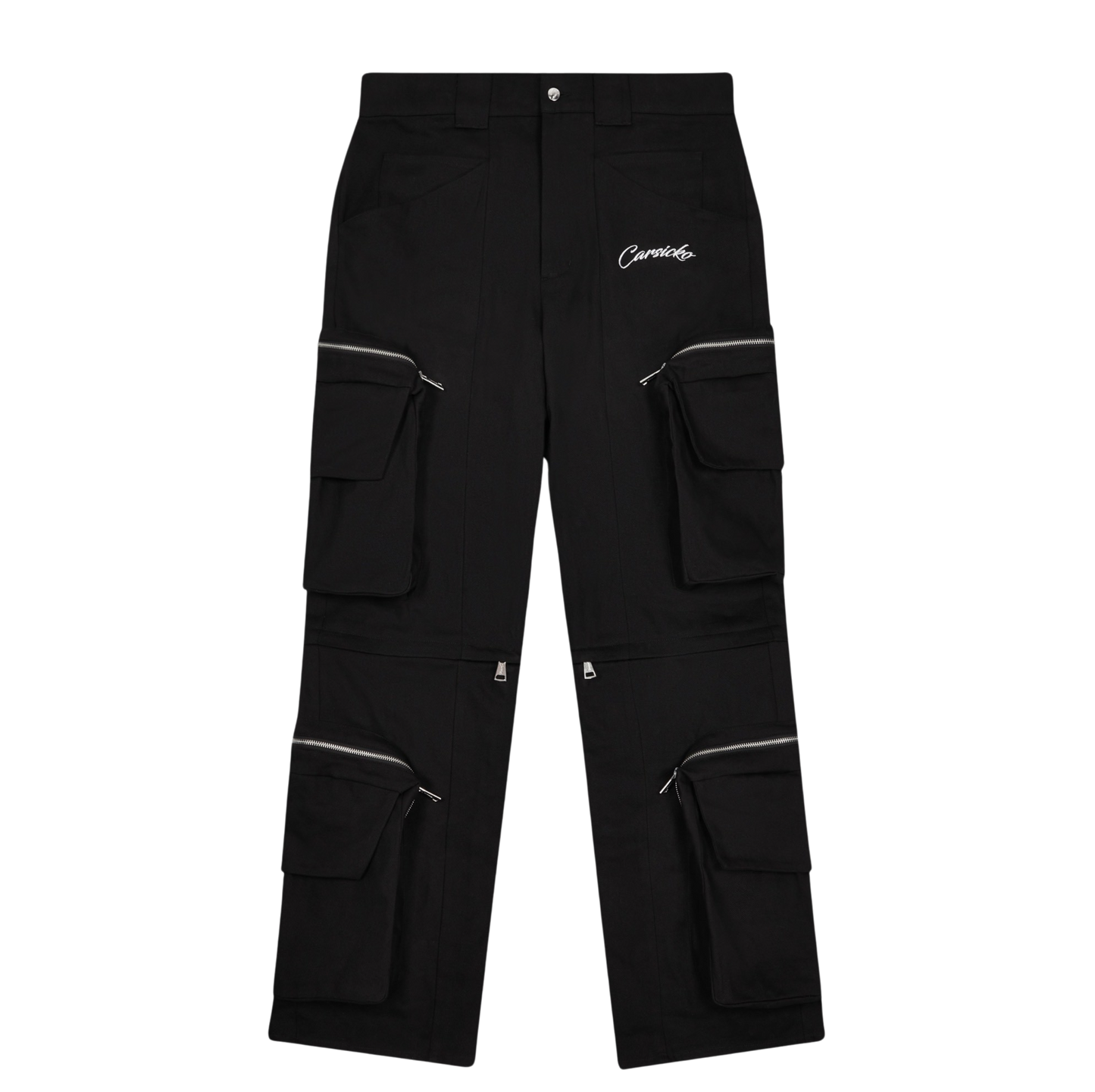 Carsicko Multi-Pocket Cargos Black Trousers