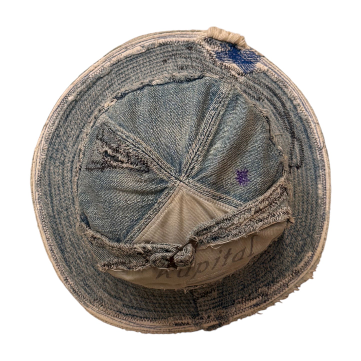 KAPITAL Old Man And The Sea Sashimi Bucket Hat indigo