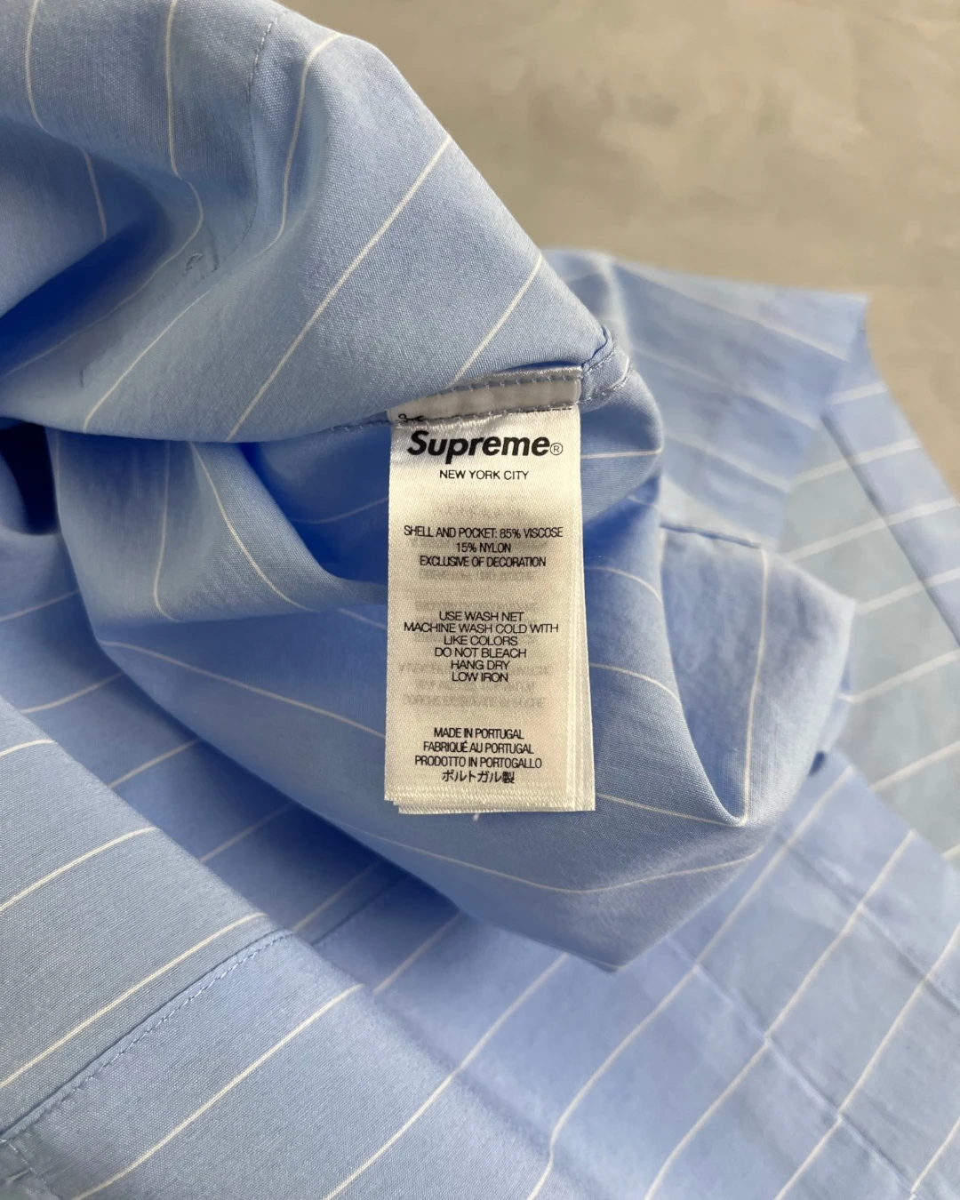 Supreme Pinstripe Shirt blue – L