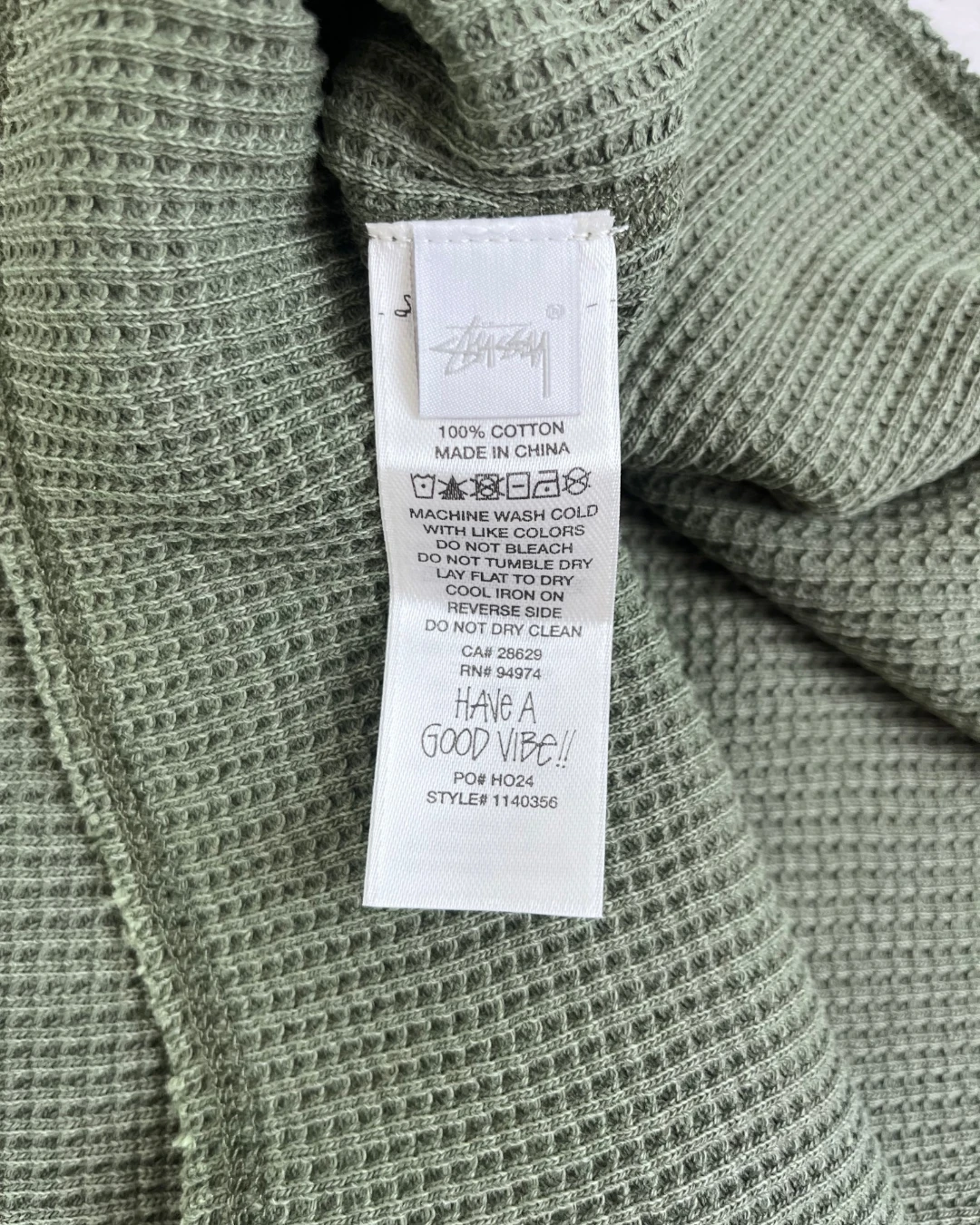 Stussy Waffle Longsleeve pine green – XL