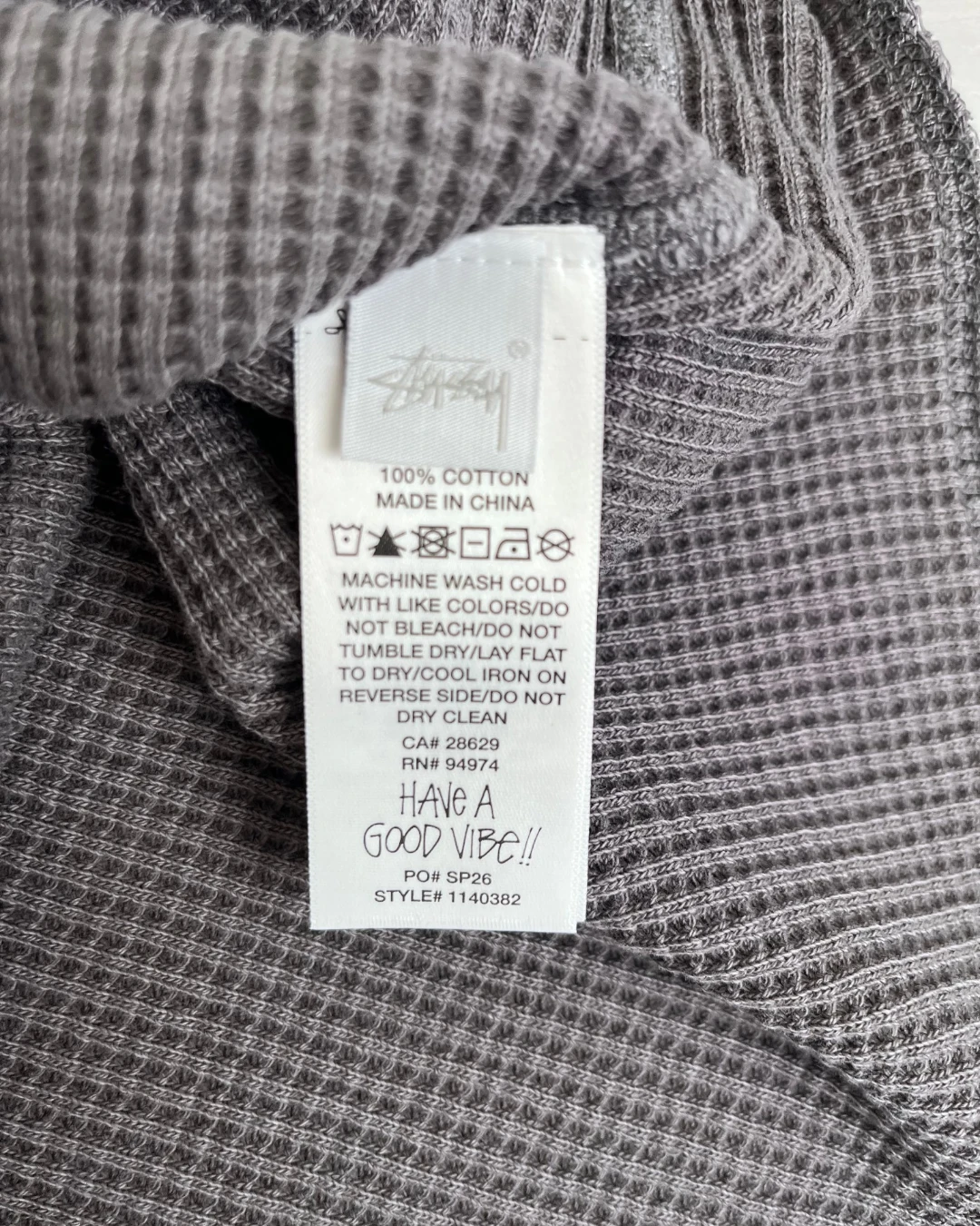 Stussy Waffle Thermal Longsleeve charcoal – XL