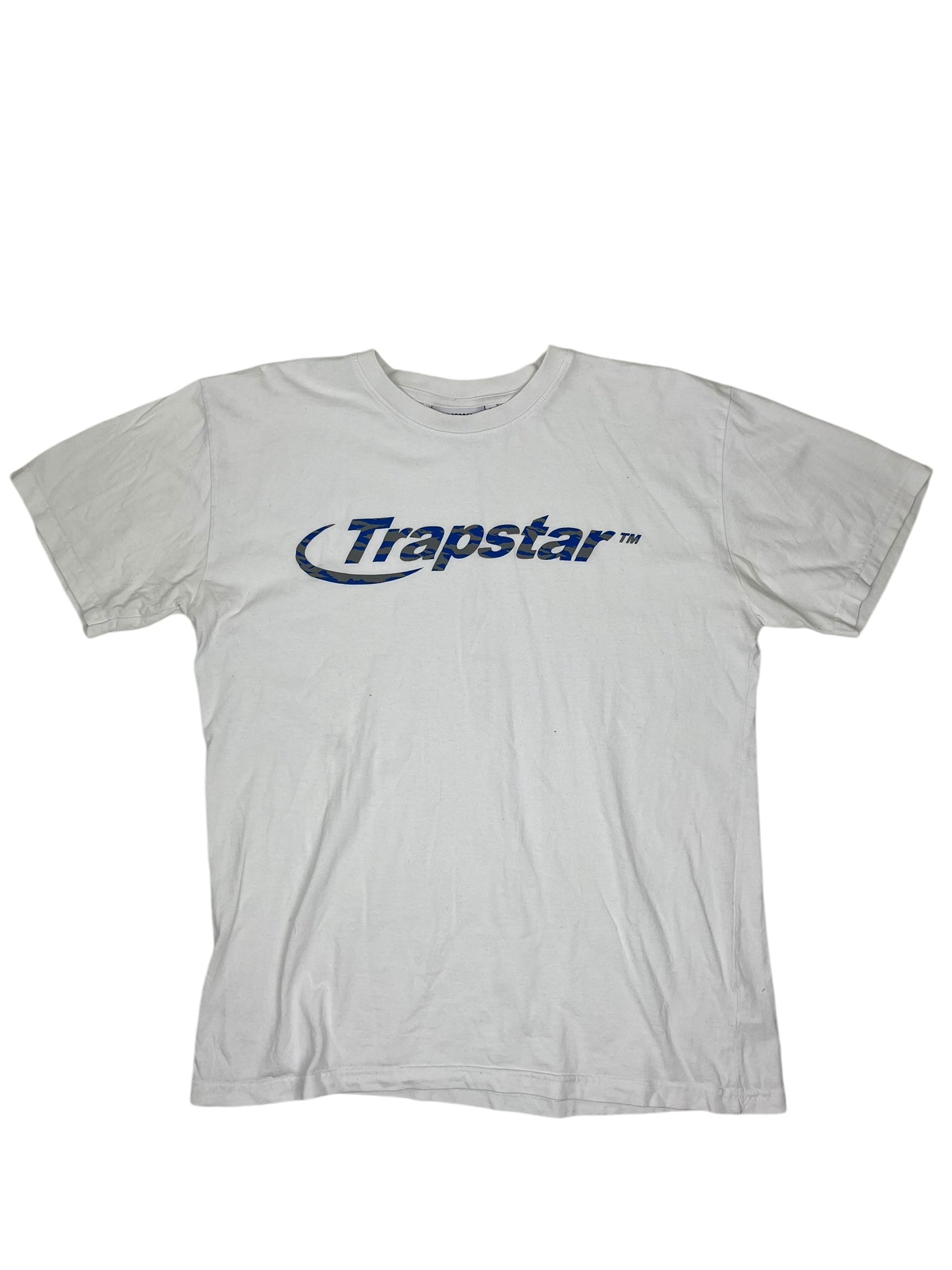 Trapstar Blue Camo Logo T Shirt White - (GRADE A) L