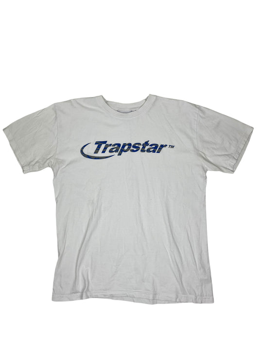 Trapstar Blue Camo Logo T Shirt White - (GRADE A) L