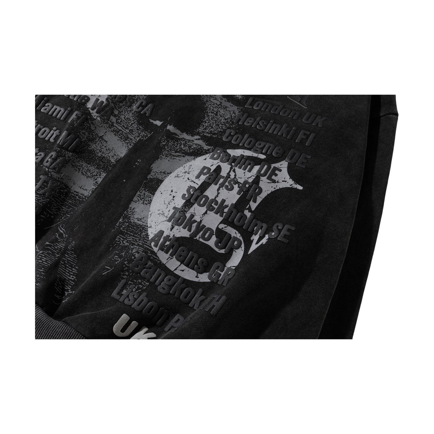 Corvidae X Ditch Puff Print Zipper Hoodie coal