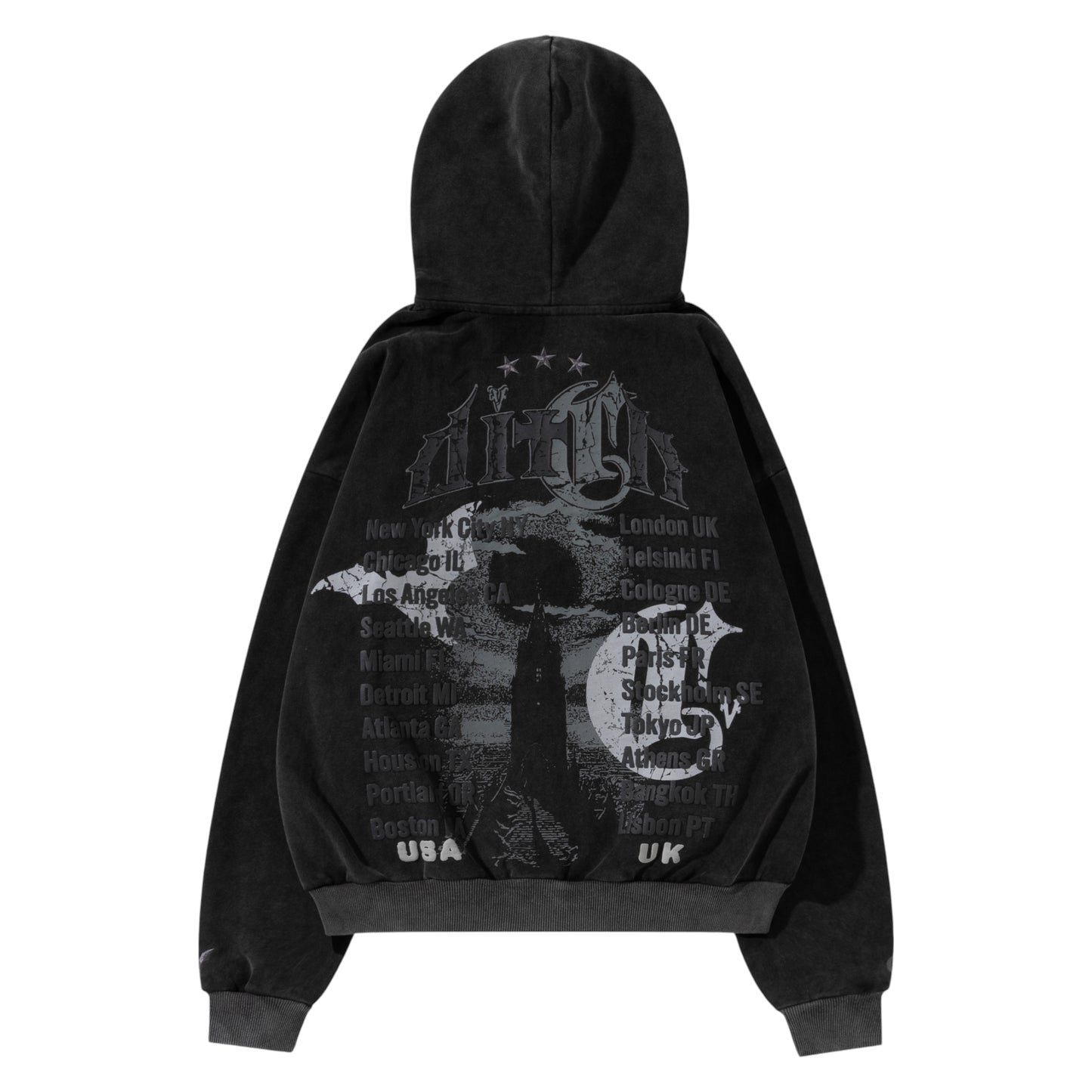 Corvidae X Ditch Puff Print Zipper Hoodie coal