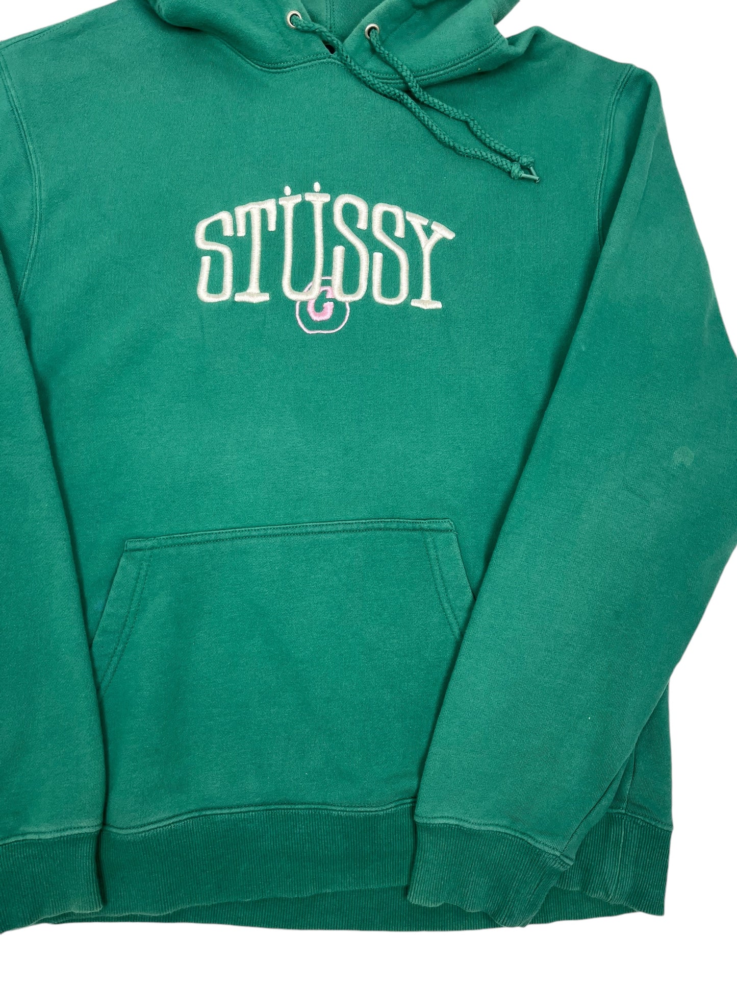 Stussy Embroided Green Hoodie - (GRADE A) M