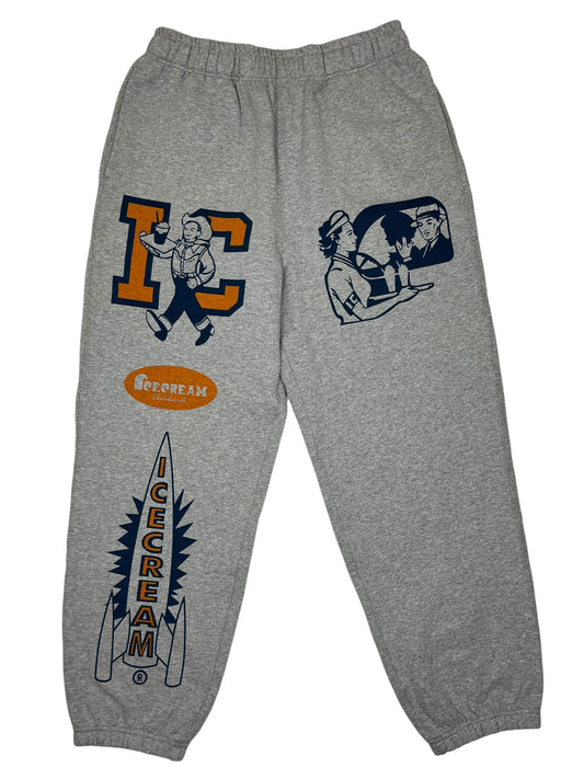 BBC Ice Cream Multi Logo Grey Sweatpants - (NEW)