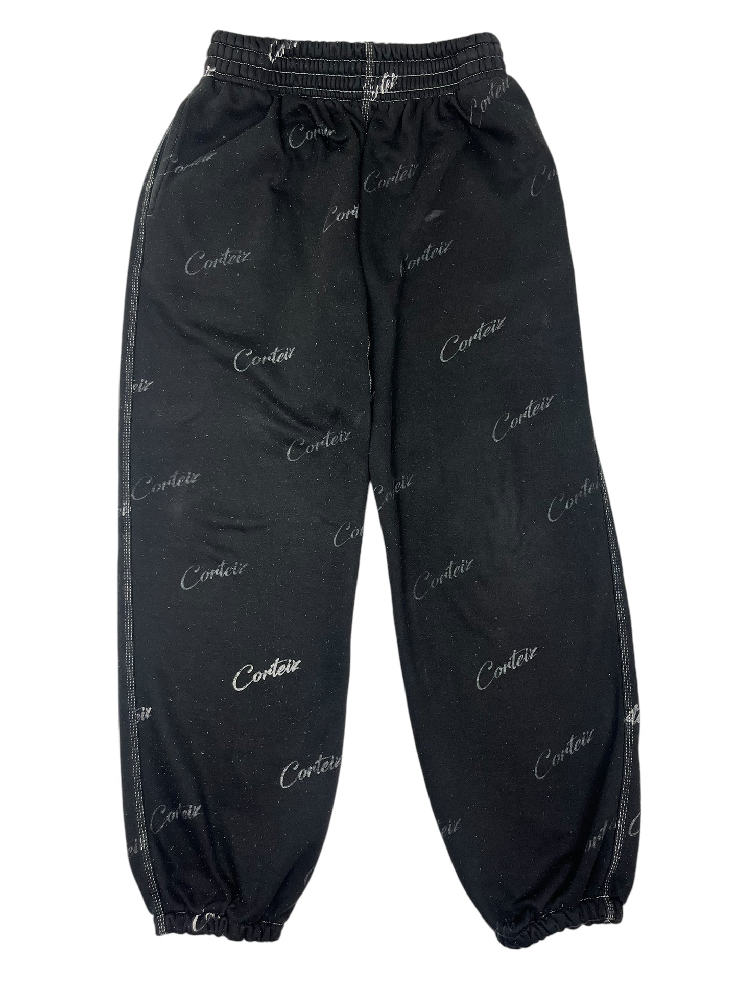 Corteiz All Over Print Black Sweatpants - (GRADE C) L