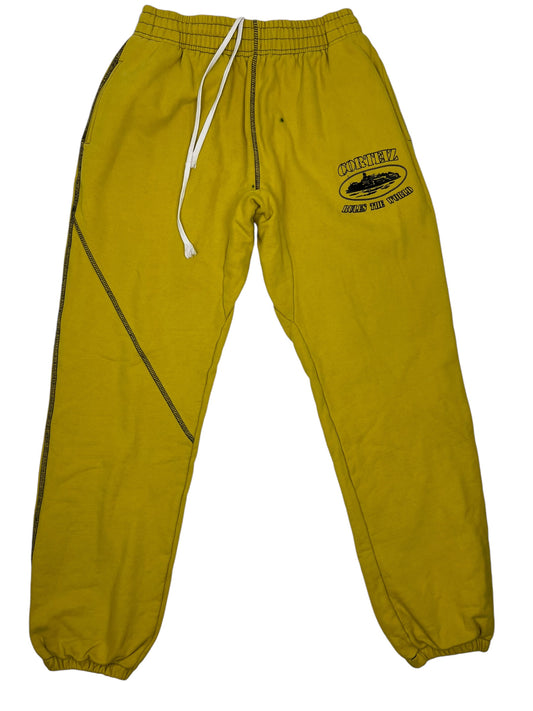 Corteiz Yellow Sweatpants - (GRADE C) M