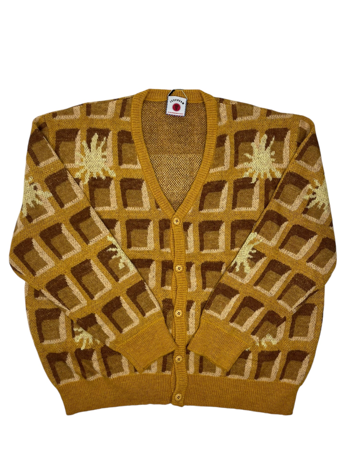 BBC Ice Cream Knitted Yellow Cardigan - (NEW) XL