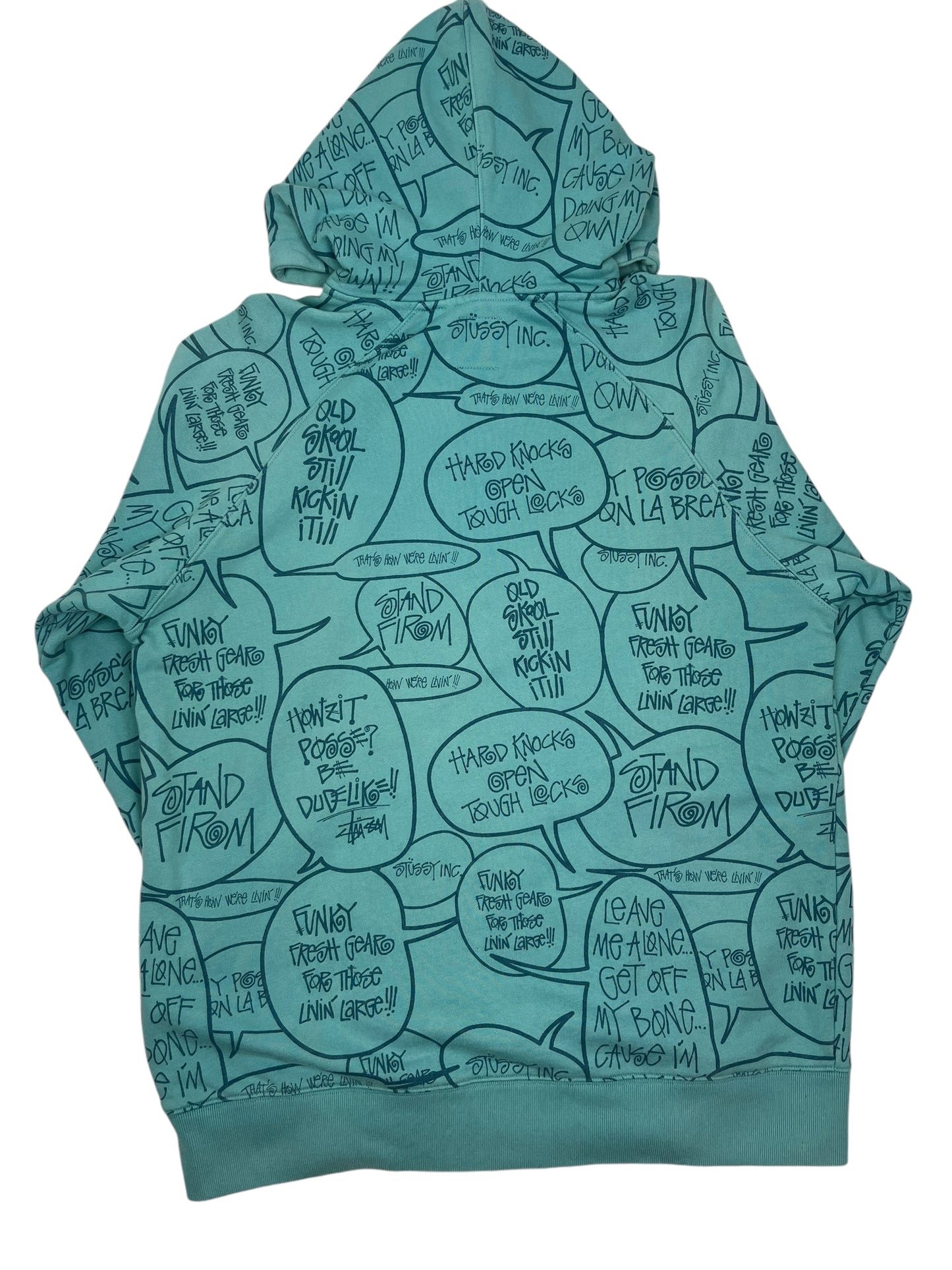 Stussy All over Script Hoodie Blue - (GRADE A) L