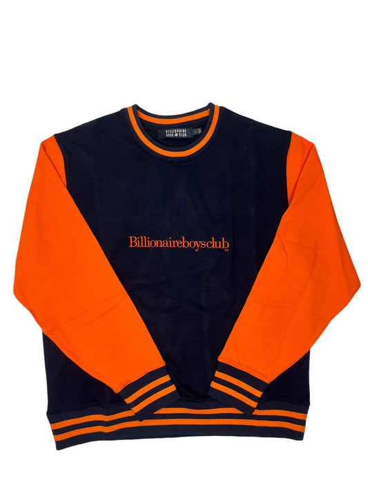 Billionaire Boys Club Serif Logo Navy/Orange Crewneck - (NEW) L