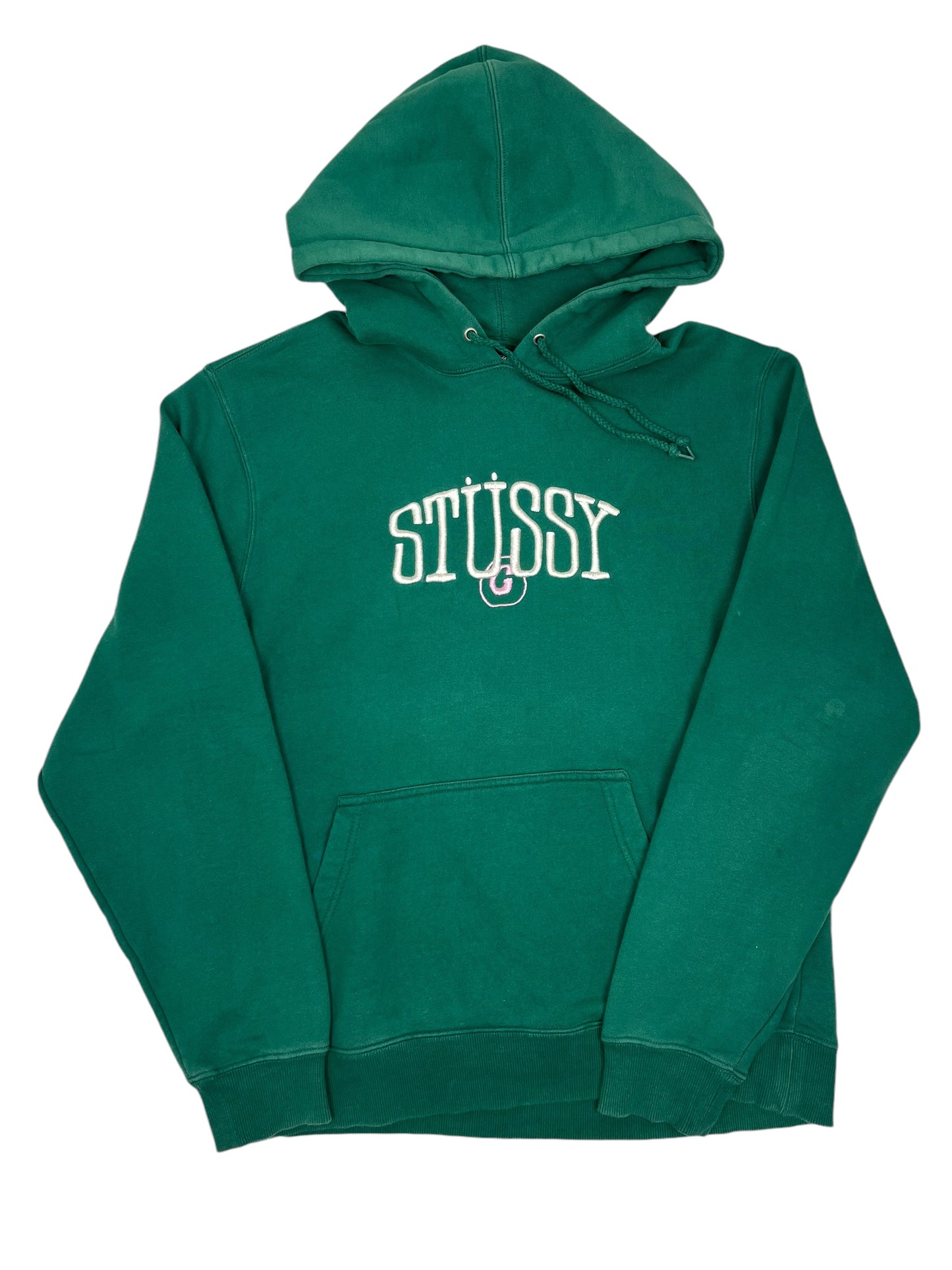 Stussy Embroided Green Hoodie - (GRADE A) M