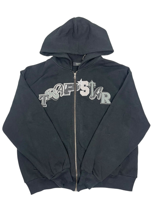 Trapstar Chenille Logo Zip Up Hoodie Black - (GRADE A) XL