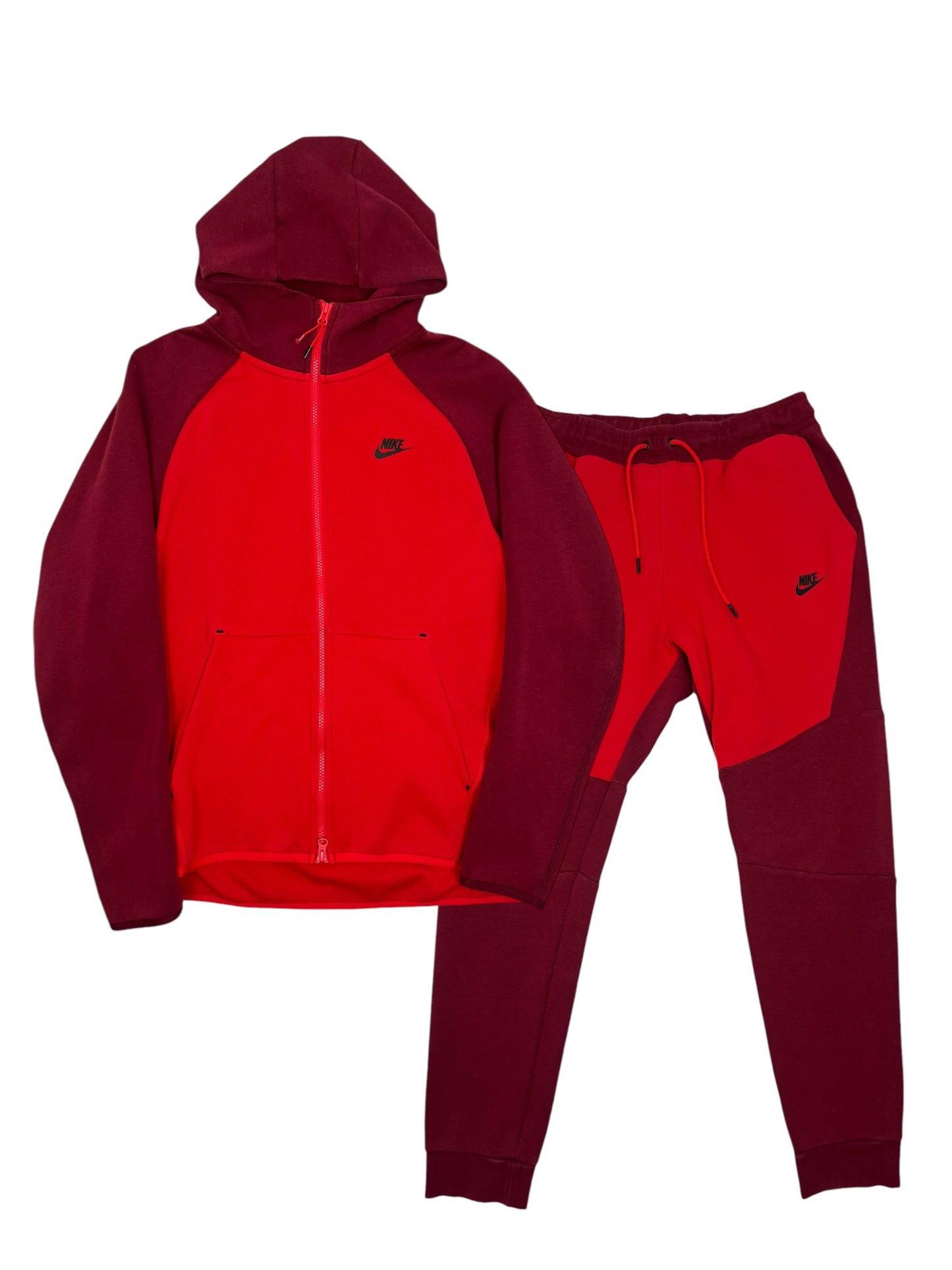 Nike Tech Fleece 2 Tone Red Tracksuit - (GRADE A) L