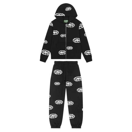Corteiz X Denim Tears Cotton Wreath Full Tracksuit black