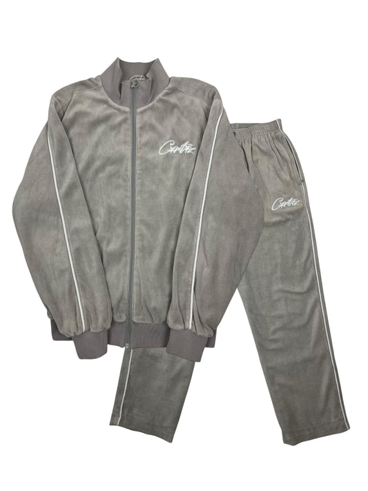 Corteiz Velour Tracksuit Set Grey - (GRADE A) M