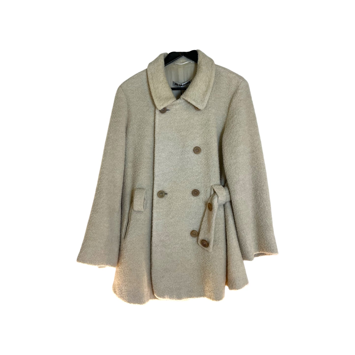 JIL SANDER Boucle Wool Coat Ivory - EU36