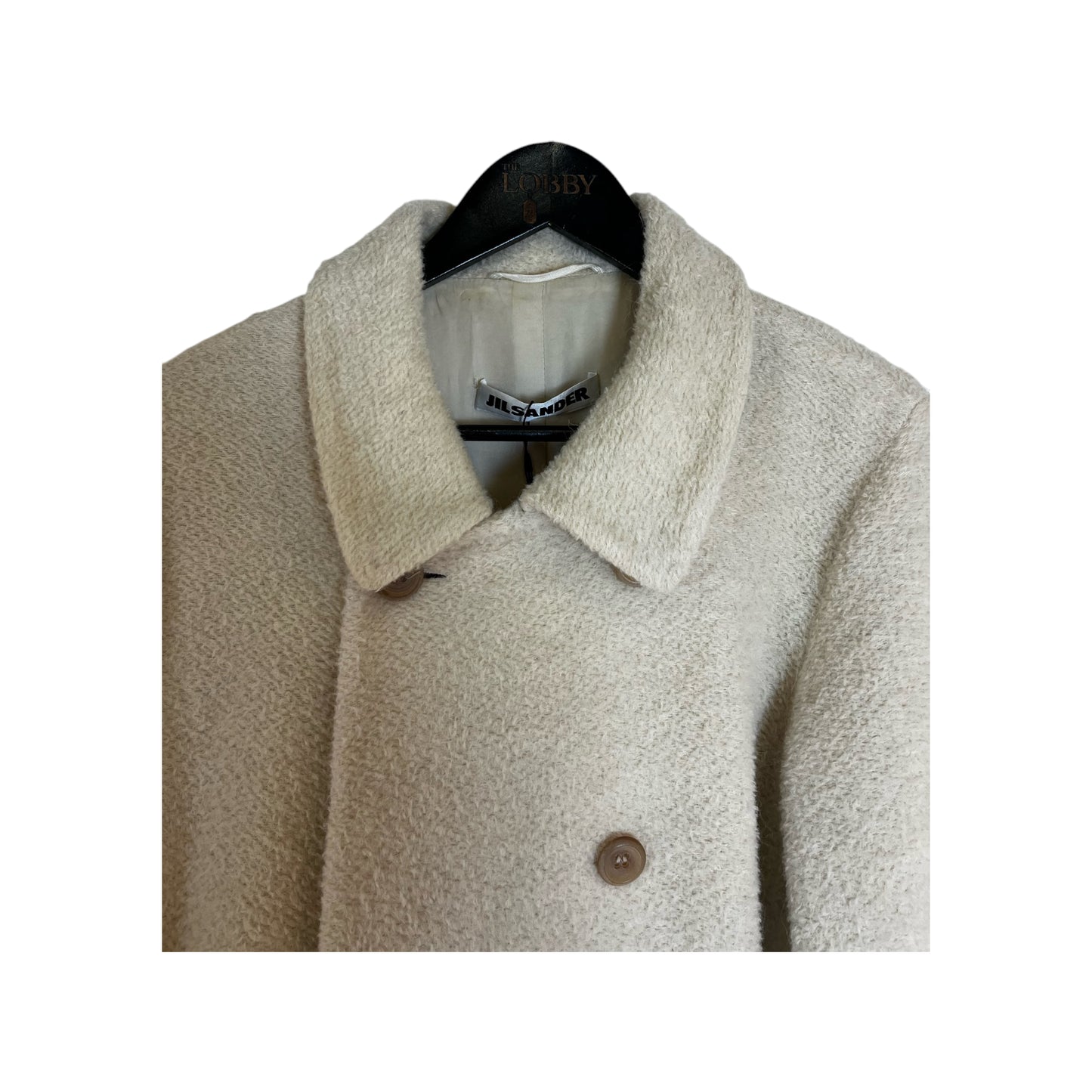 JIL SANDER Boucle Wool Coat Ivory - EU36