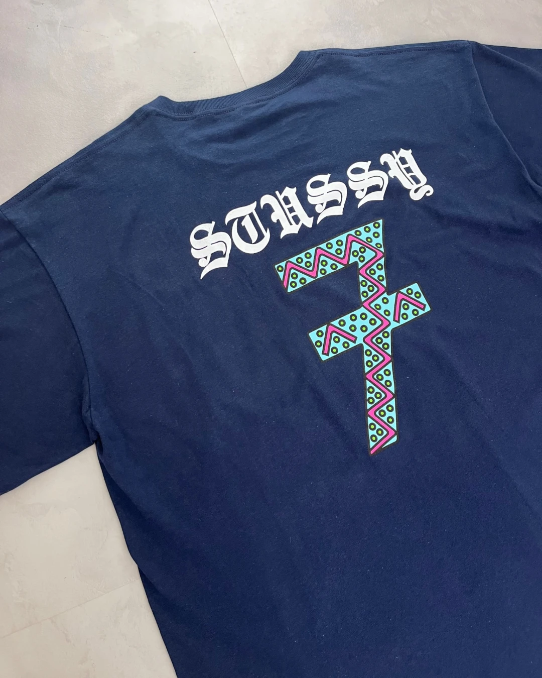 Stussy 7 T-shirt navy - (NEW)
