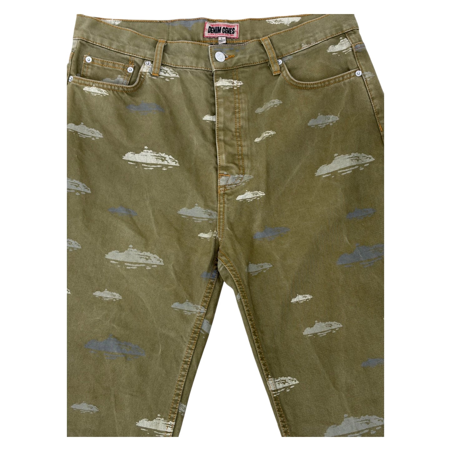 Corteiz Repeat Alcatraz Print Denim Jeans green - L