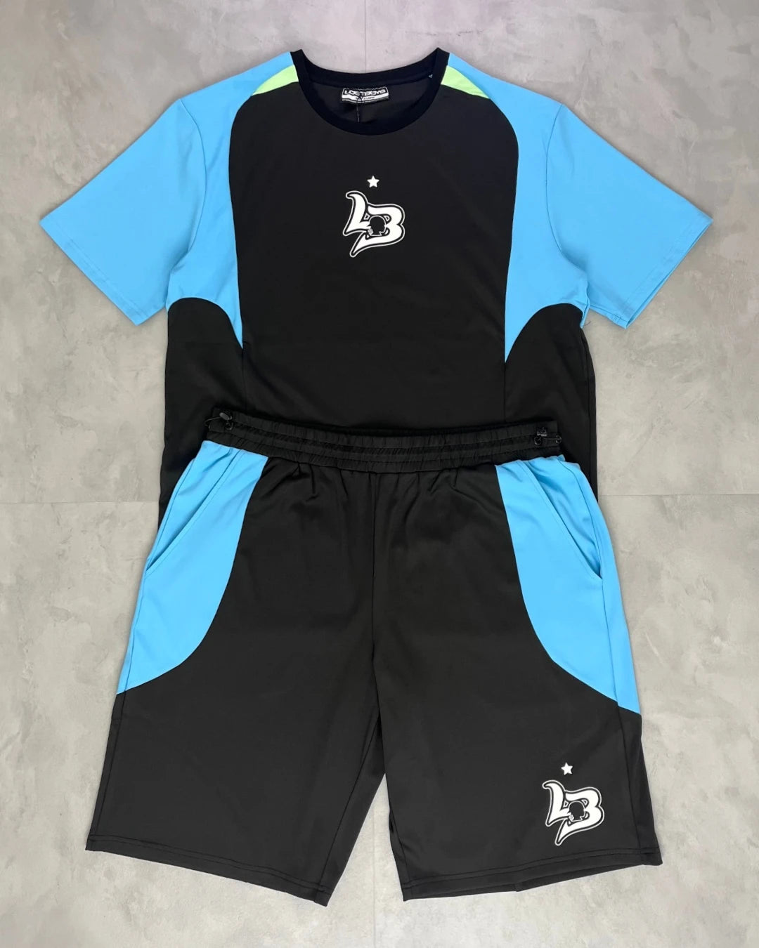 Lostboys Dri Fit T-Shirt & Shorts Fullset black / blue – XL