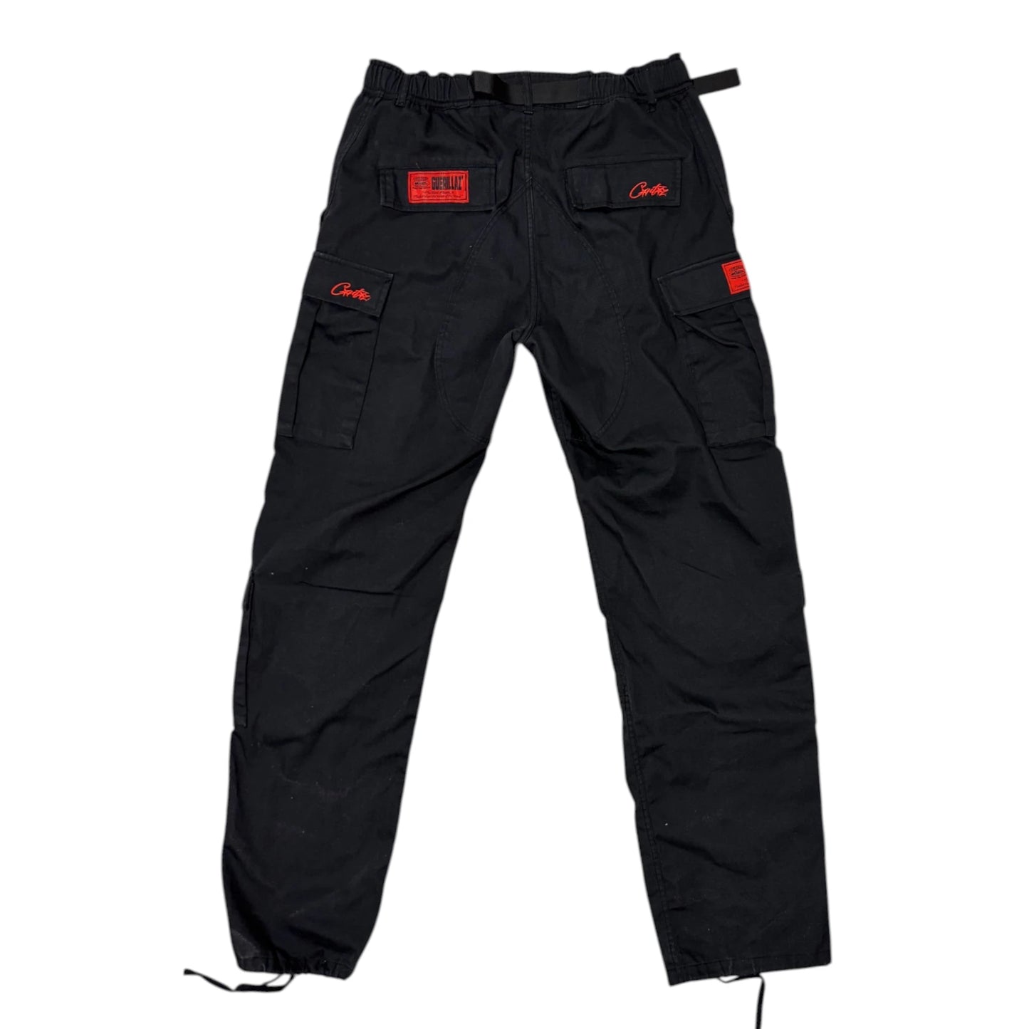 Corteiz Black And Red Alcatraz Cargos - XL