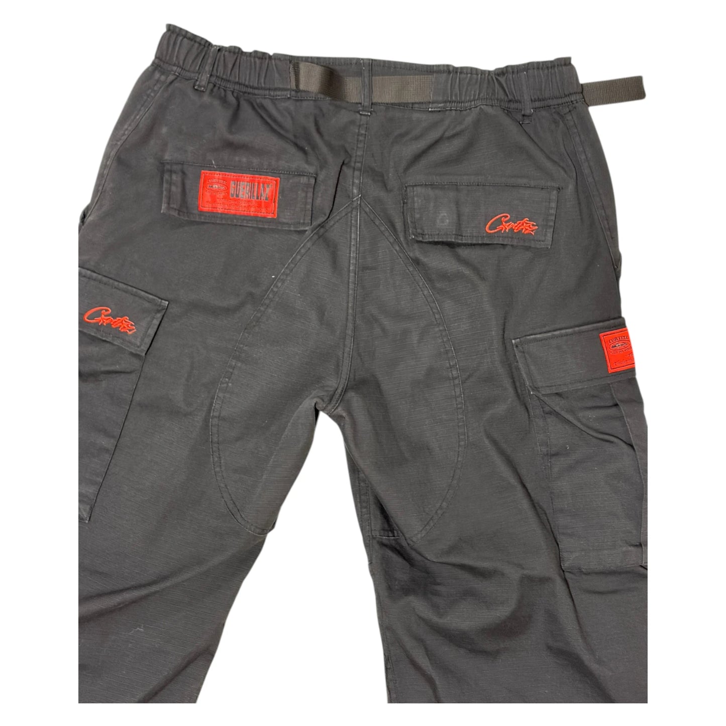 Corteiz Black And Red Alcatraz Cargos - XL
