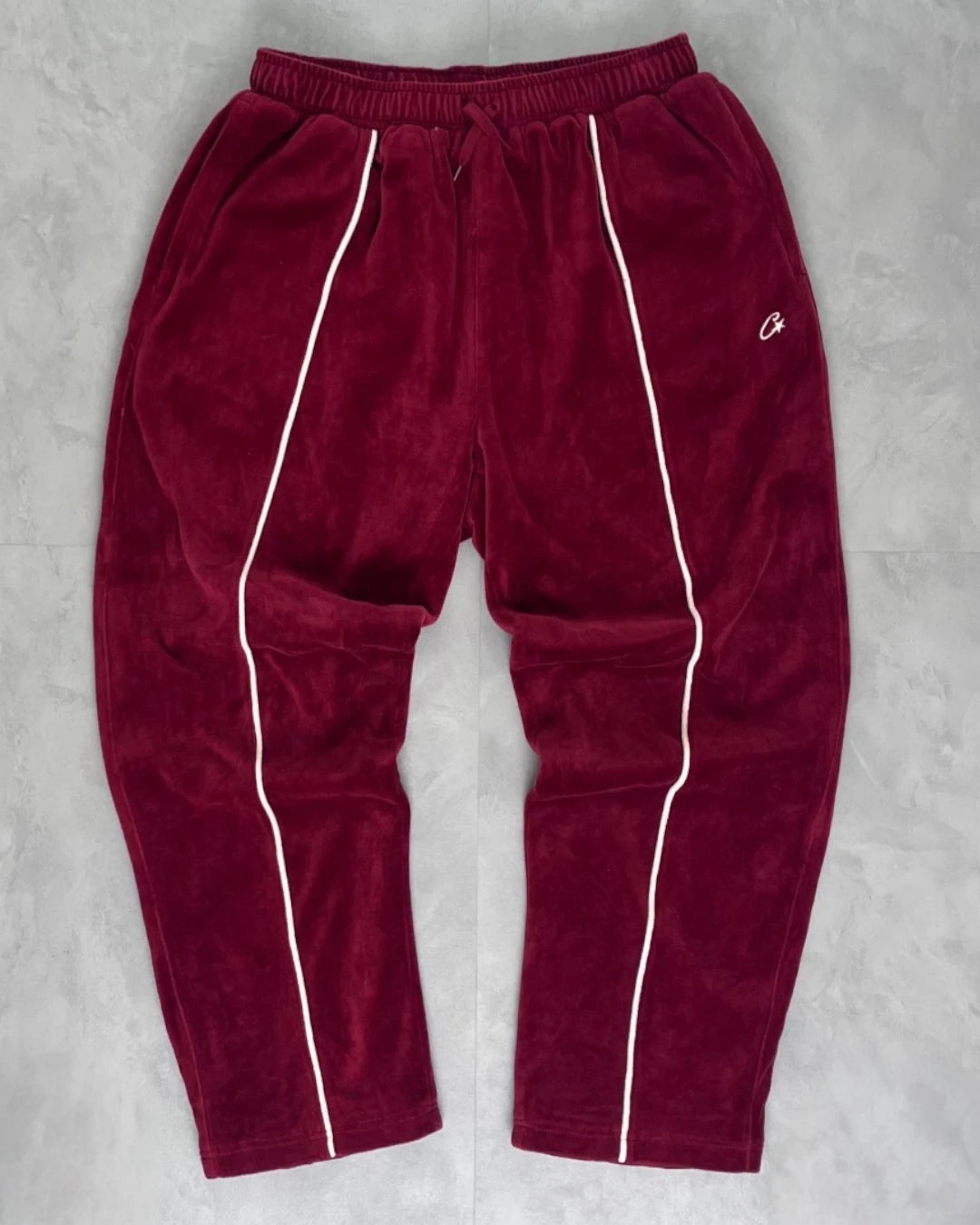 Corteiz Velour Fullset Tracksuit burgundy – (GRADE A) / XL/L