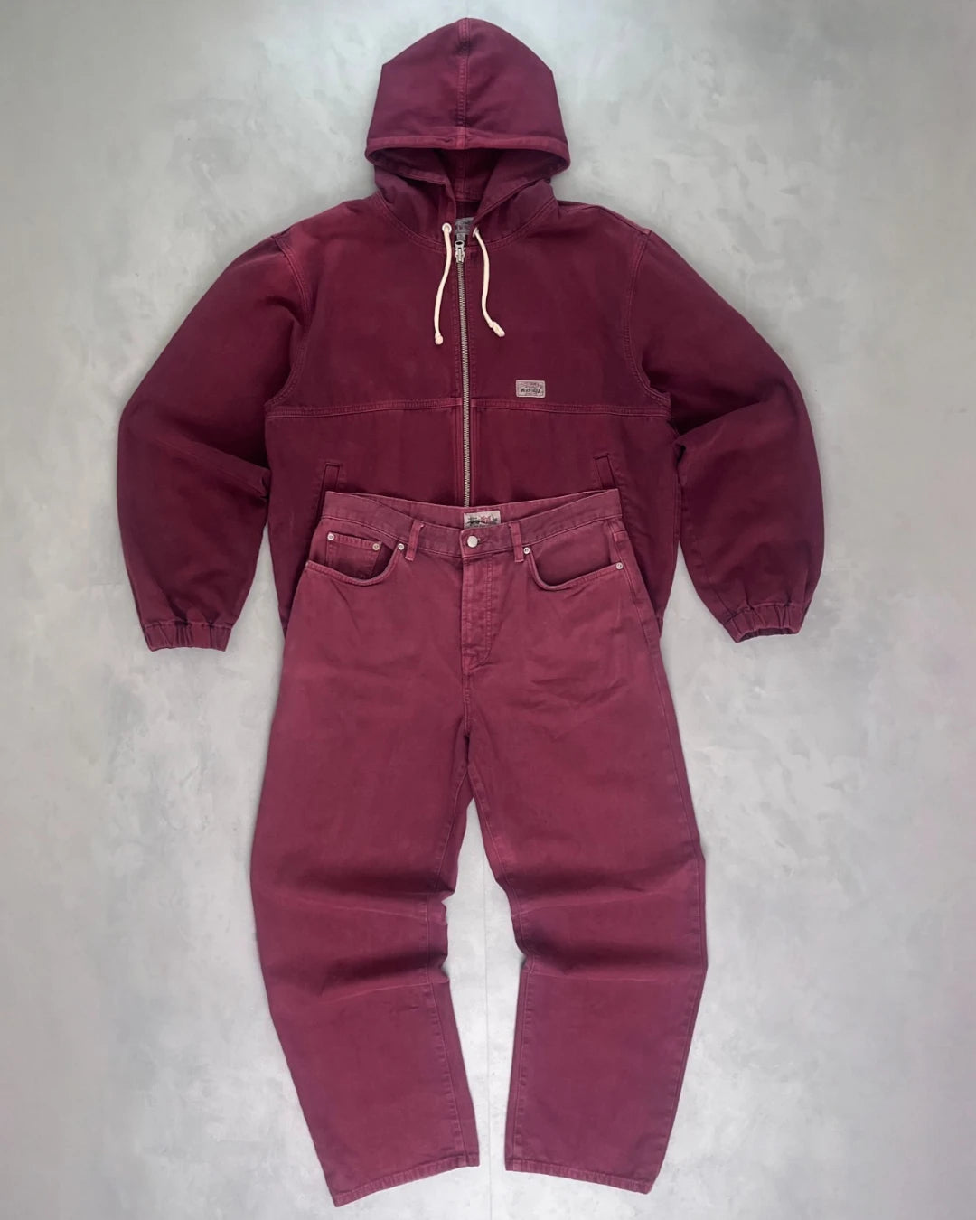 Stussy Work Gear Hooded Jacket And Trousers Set wine – (GRADE A) / XL/W32