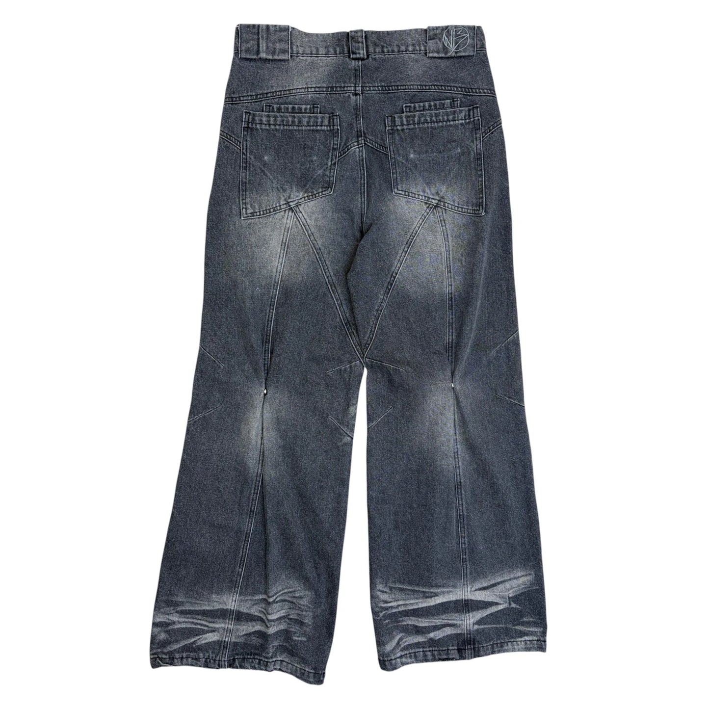 No Faith Wave Patchwork Distressed Jeans - L