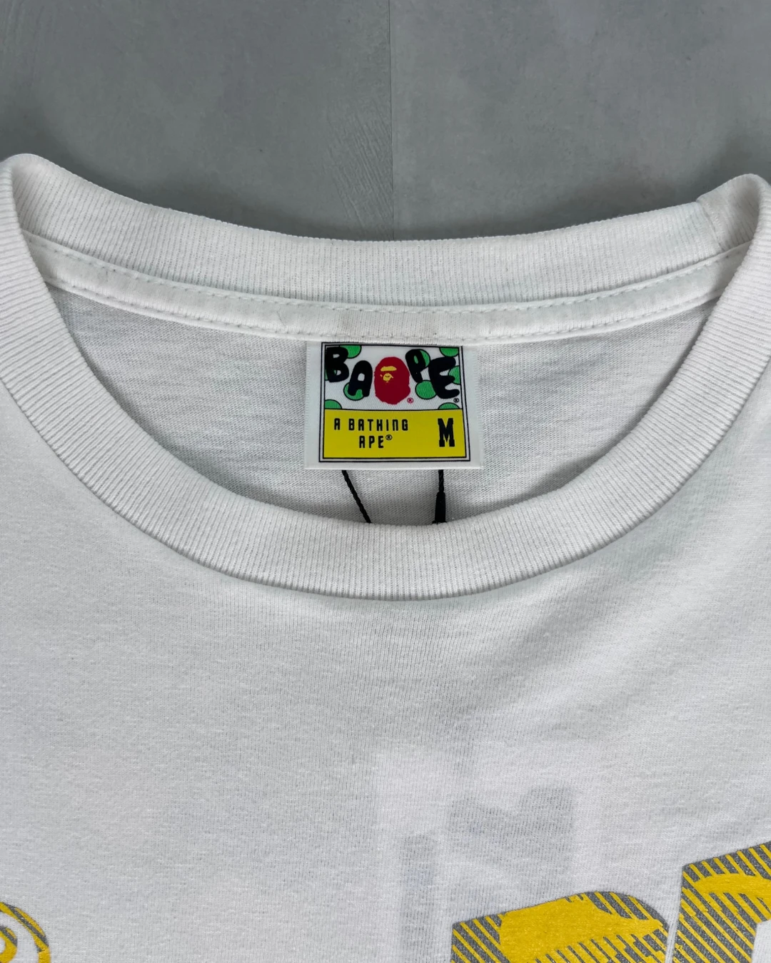 Bape Bapesta Logo yellow T Shirt white - M