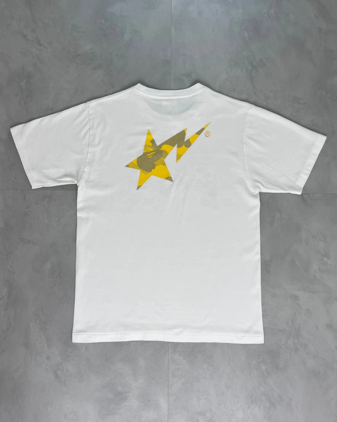Bape Bapesta Logo yellow T Shirt white - M