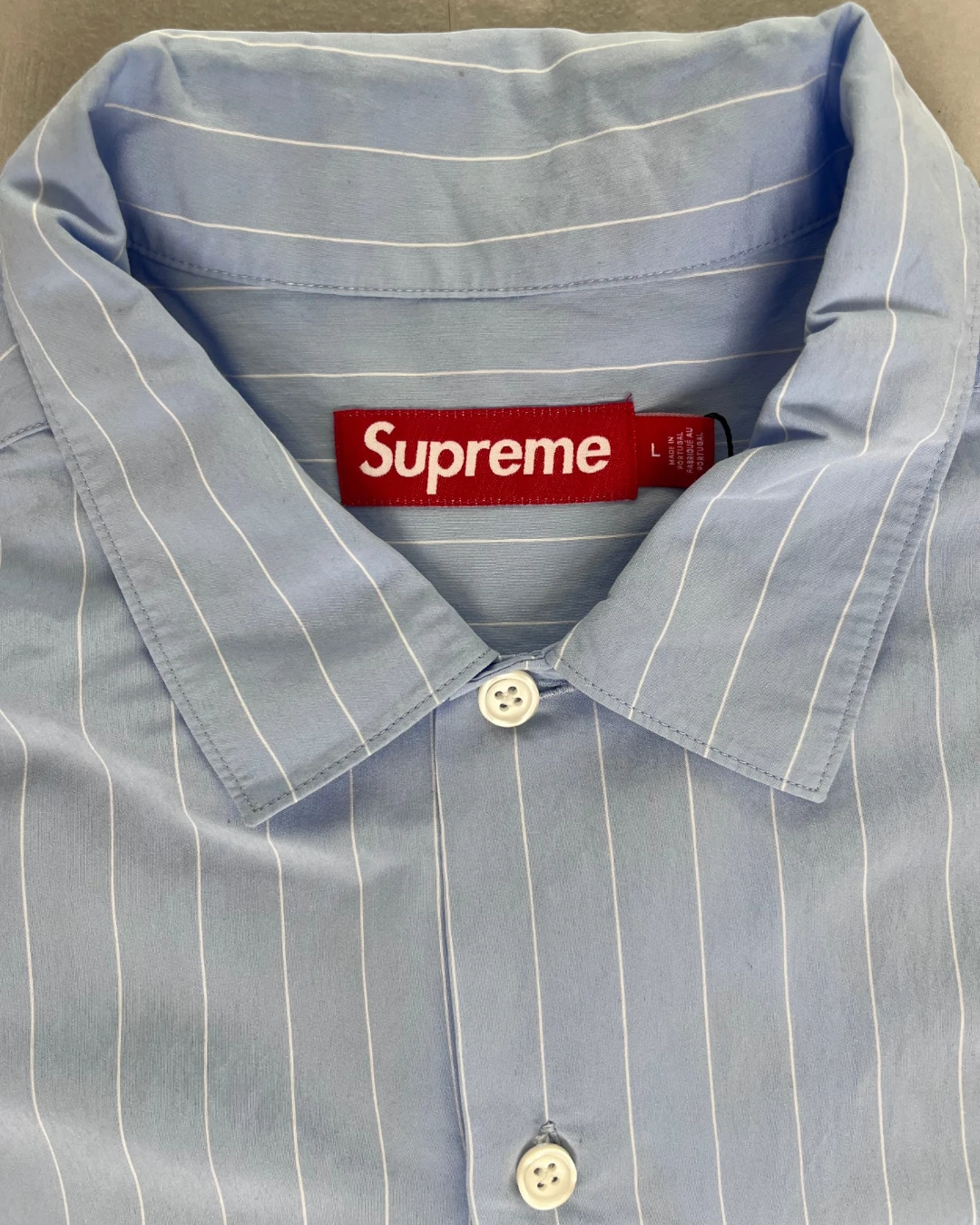 Supreme Pinstripe Shirt blue – L