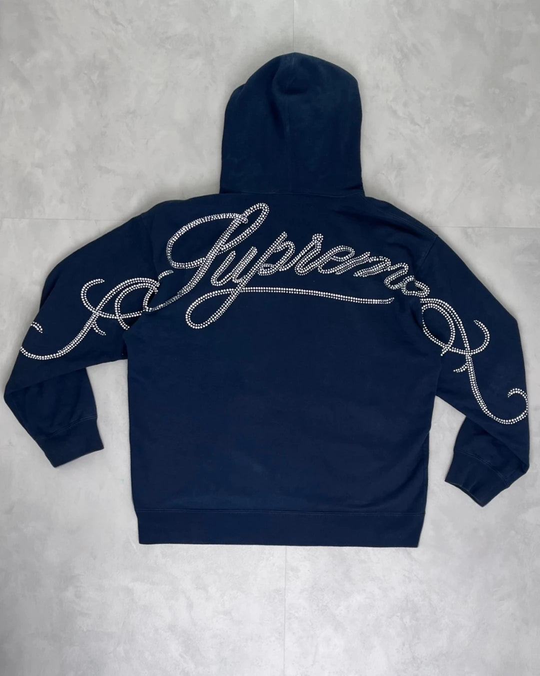 Supreme Rhinestone Hoodie navy – L