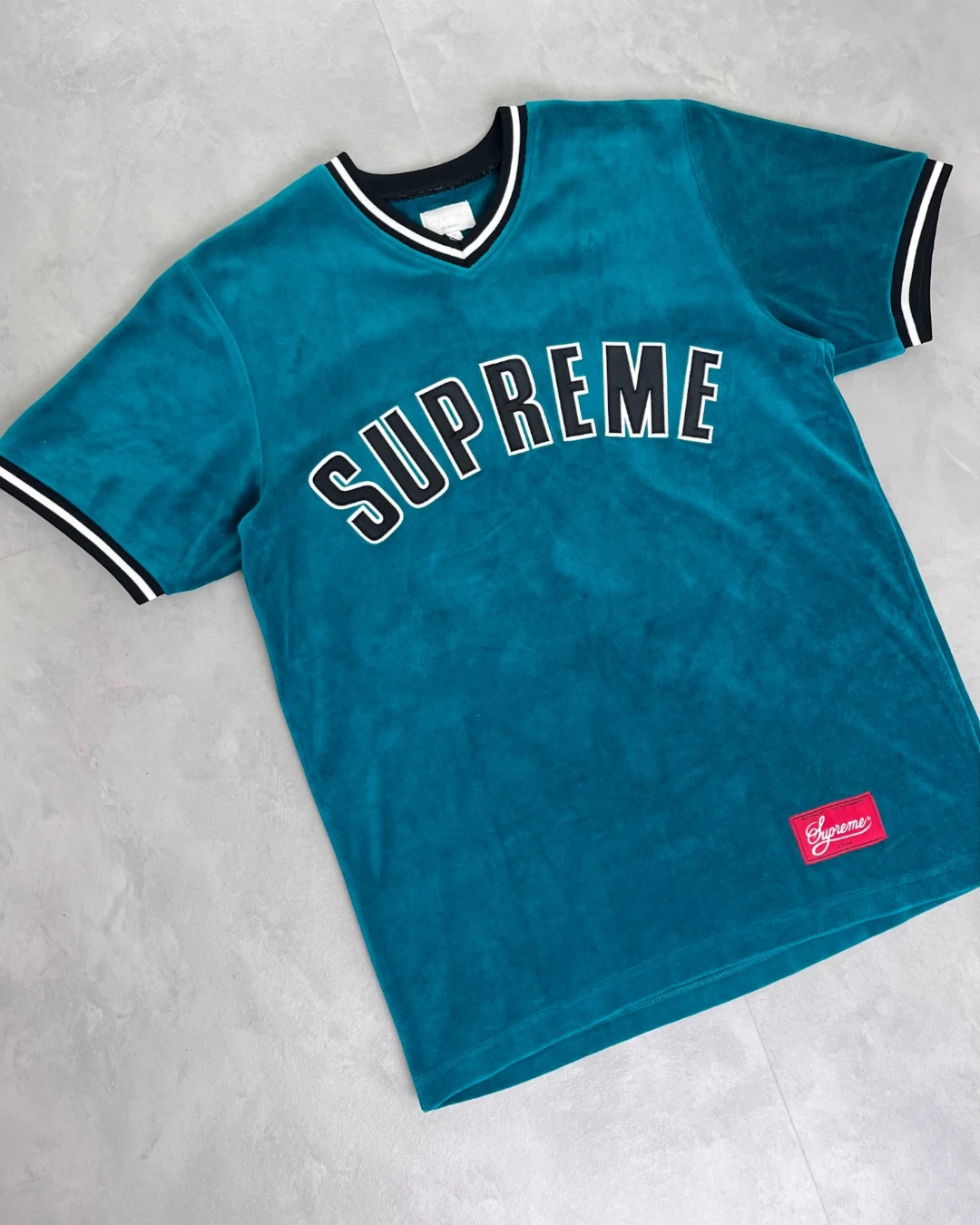 Supreme Velour Baseball Jersey turquoise – M