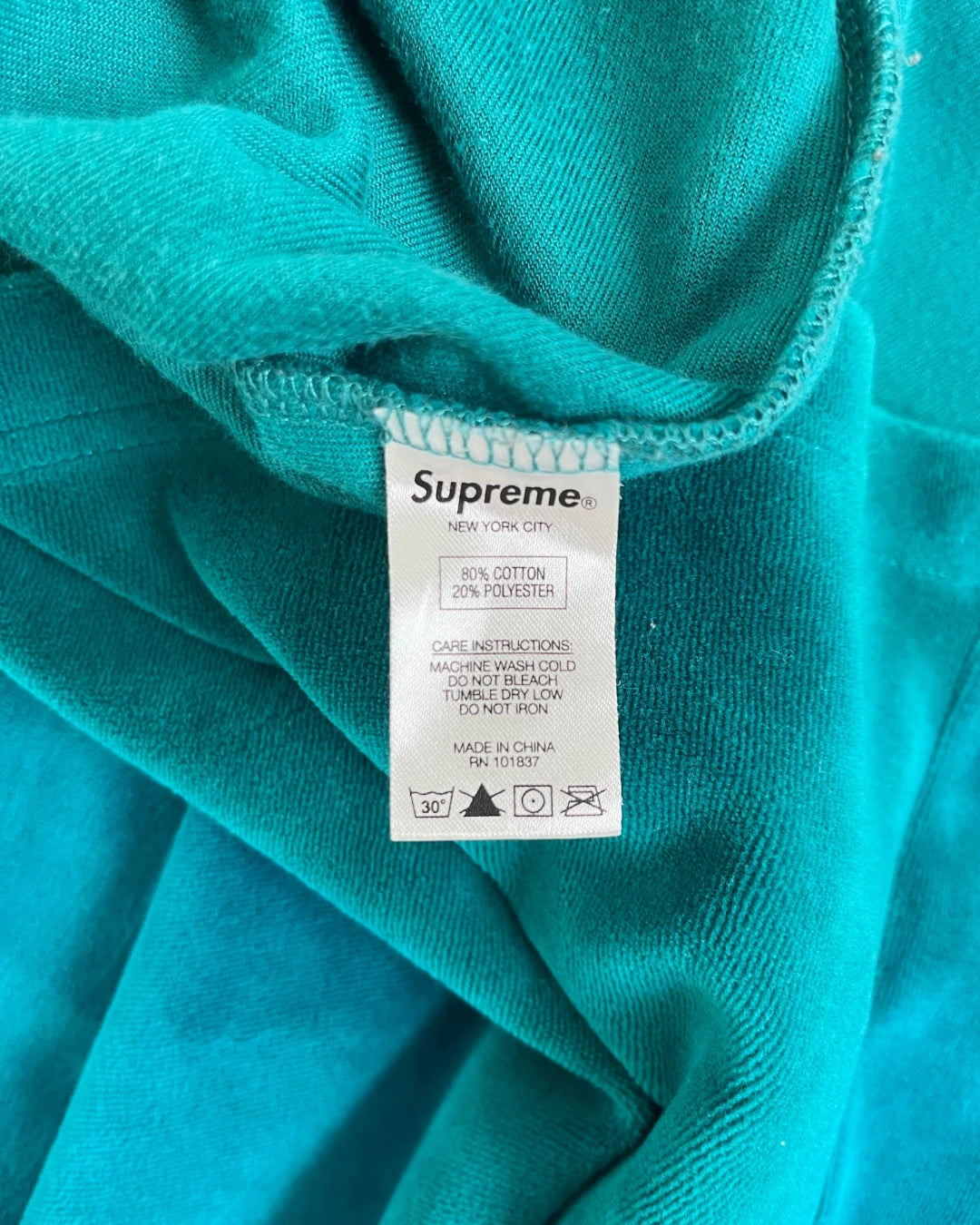 Supreme Velour Baseball Jersey turquoise – M