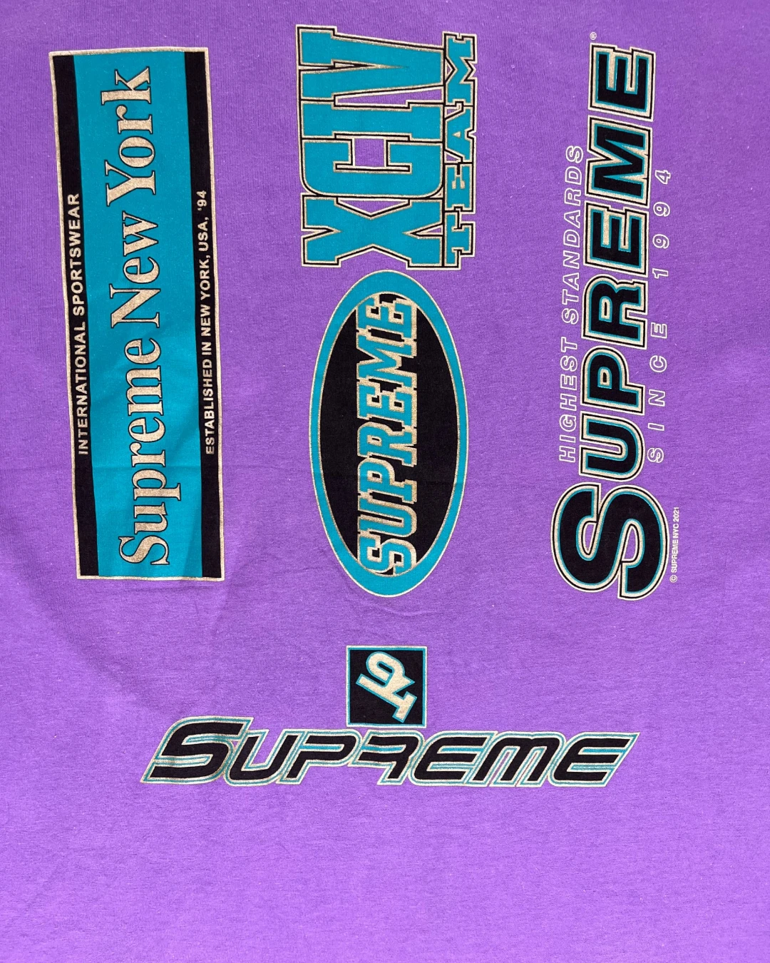 Supreme Multi Logos T Shirt purple – L