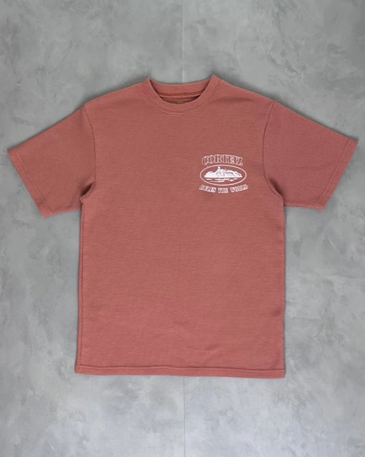 Corteiz Waffle Knit T Shirt peach - S