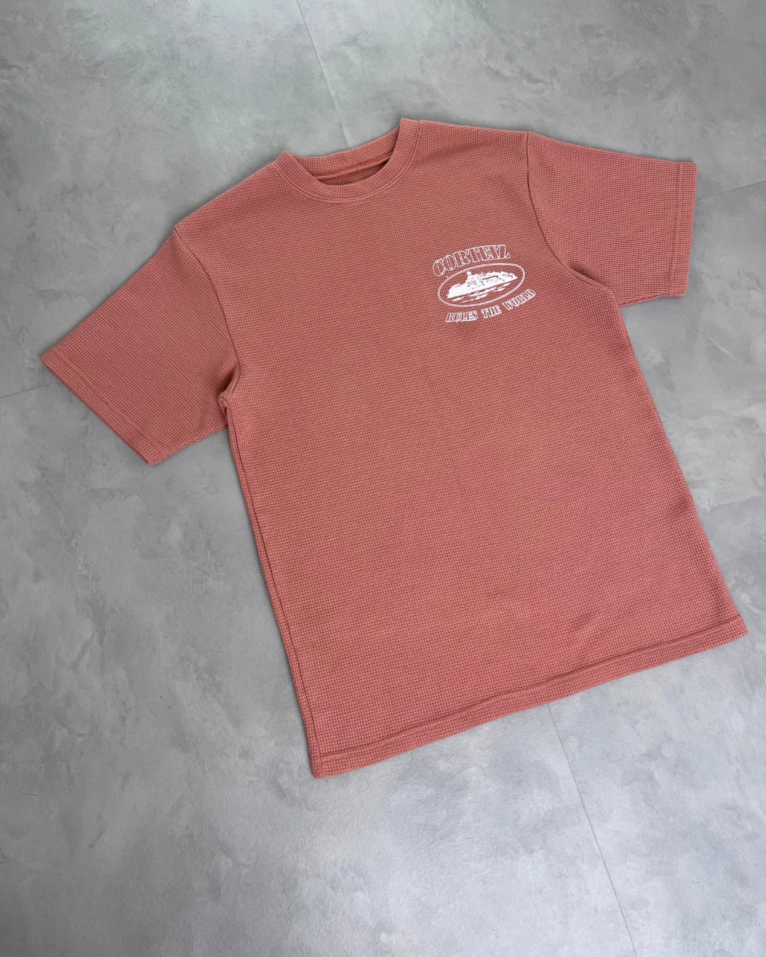 Corteiz Waffle Knit T Shirt peach - S
