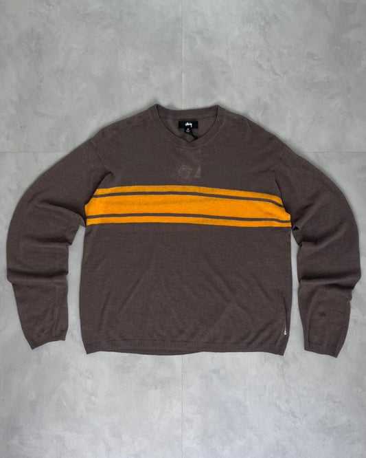 Stussy Striped Longsleeve Knitted Sweater brown – M