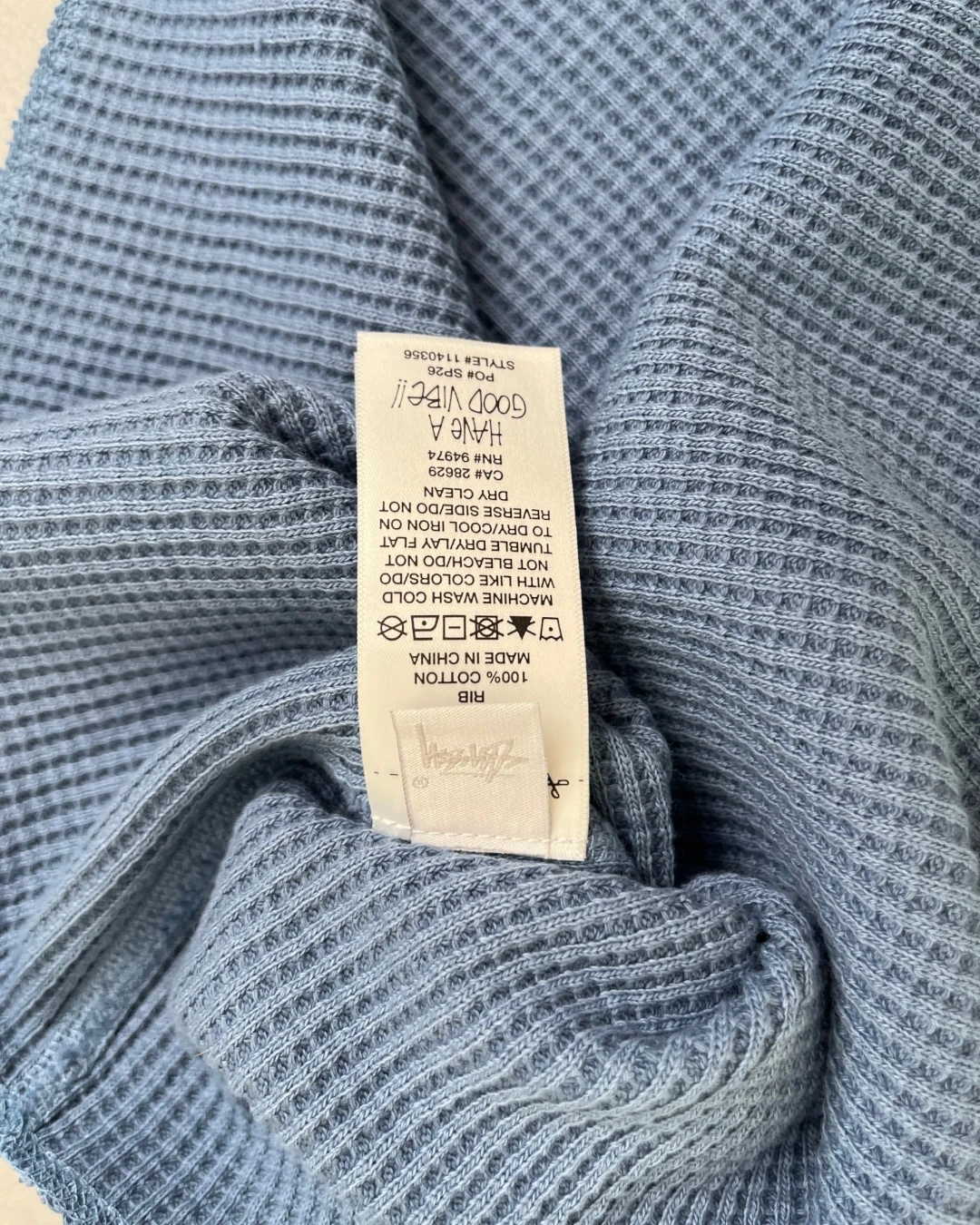 Stussy Waffle Longsleeve dust blue – XL