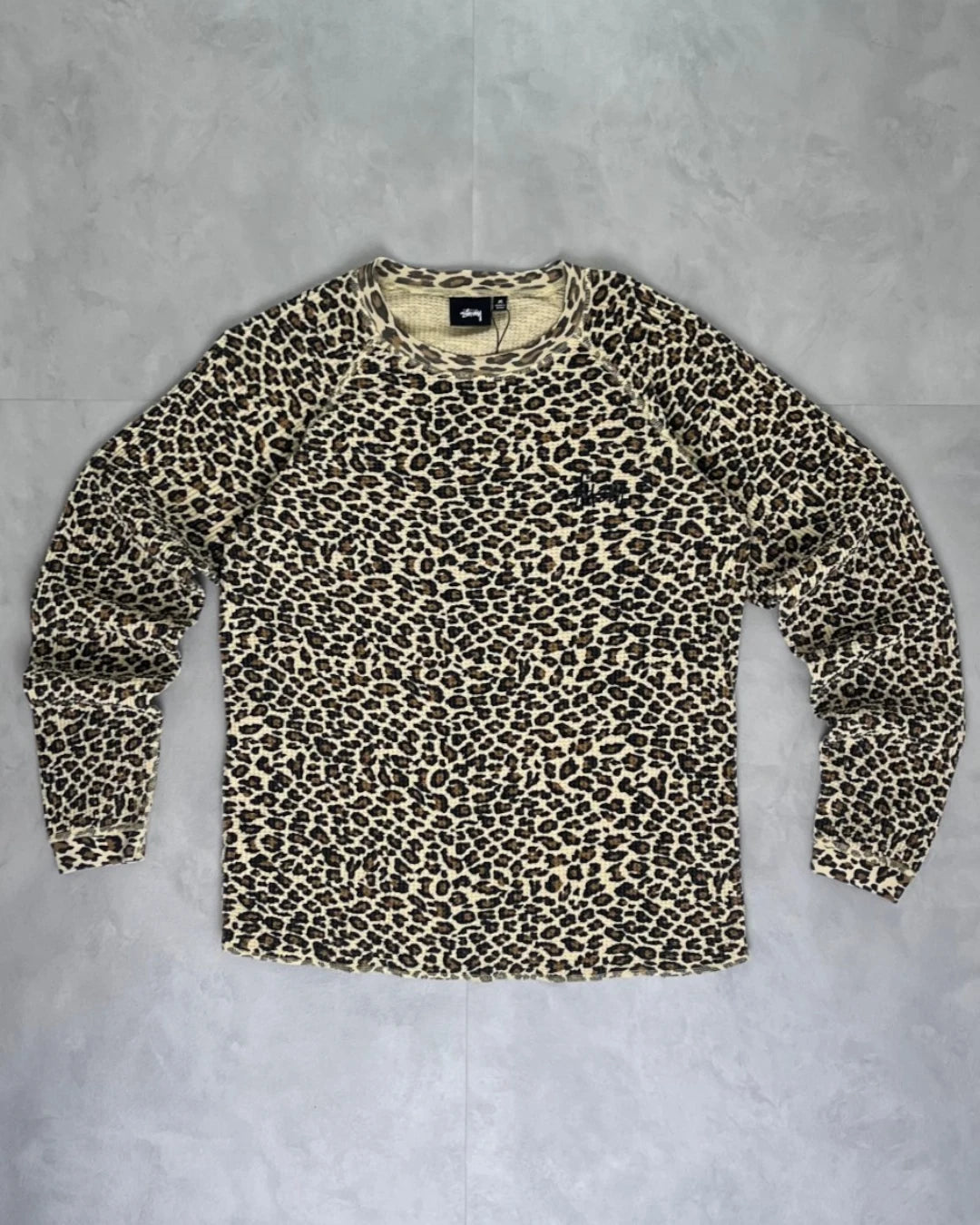 Stussy Leopard Print Waffle Longsleeve – M