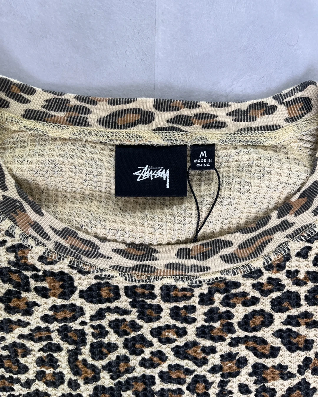 Stussy Leopard Print Waffle Longsleeve – M