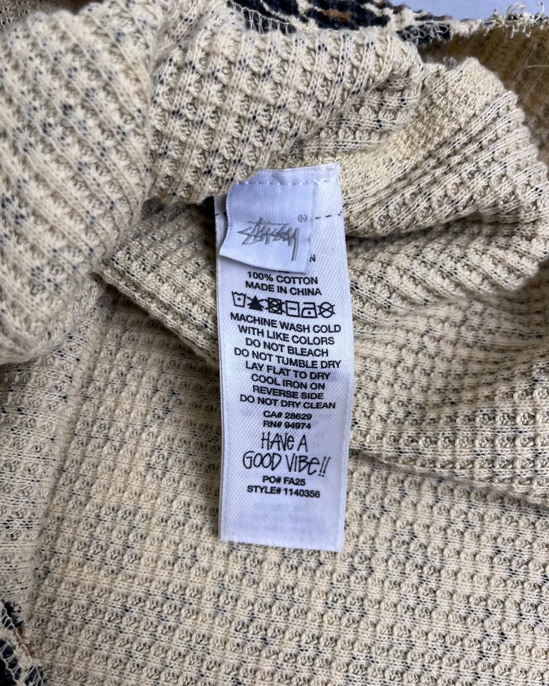 Stussy Leopard Print Waffle Longsleeve – M