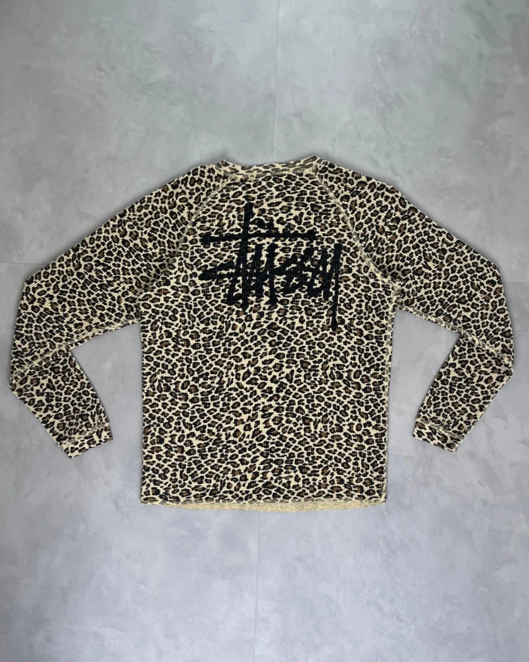 Stussy Leopard Print Waffle Longsleeve – M