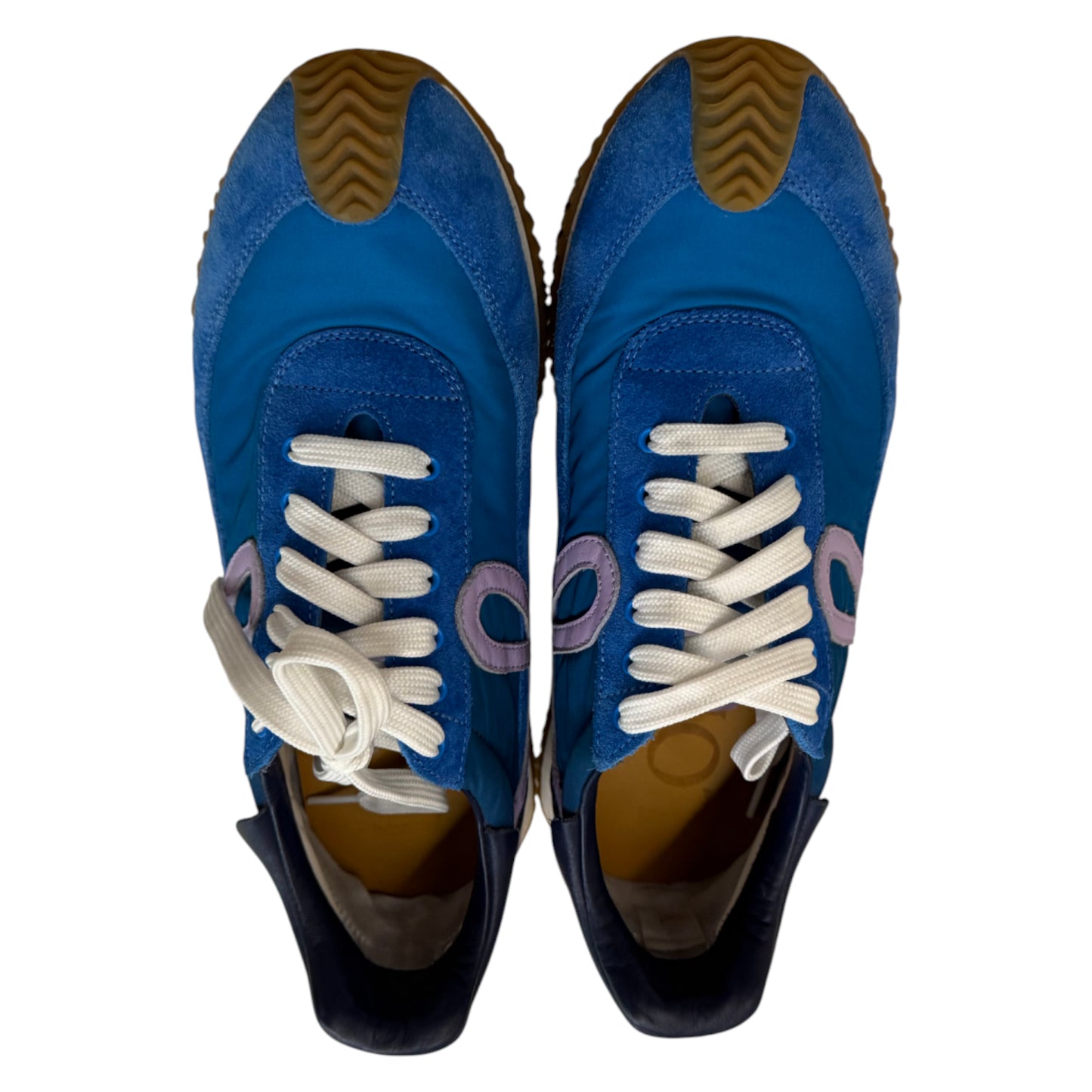 Loewe Flow Runner 2.0 Leather Trimmed Shell And Suede Sneakers blue - UK 7