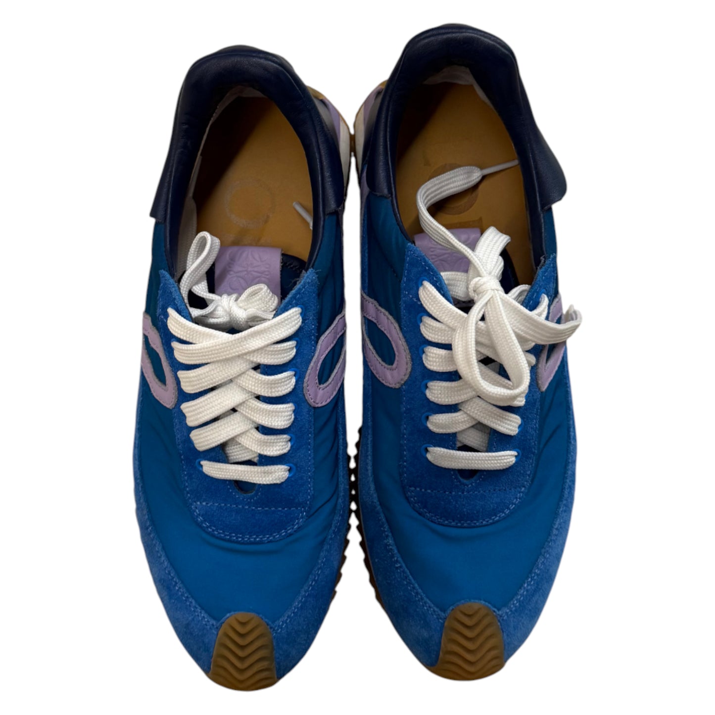 Loewe Flow Runner 2.0 Leather Trimmed Shell And Suede Sneakers blue - UK 7