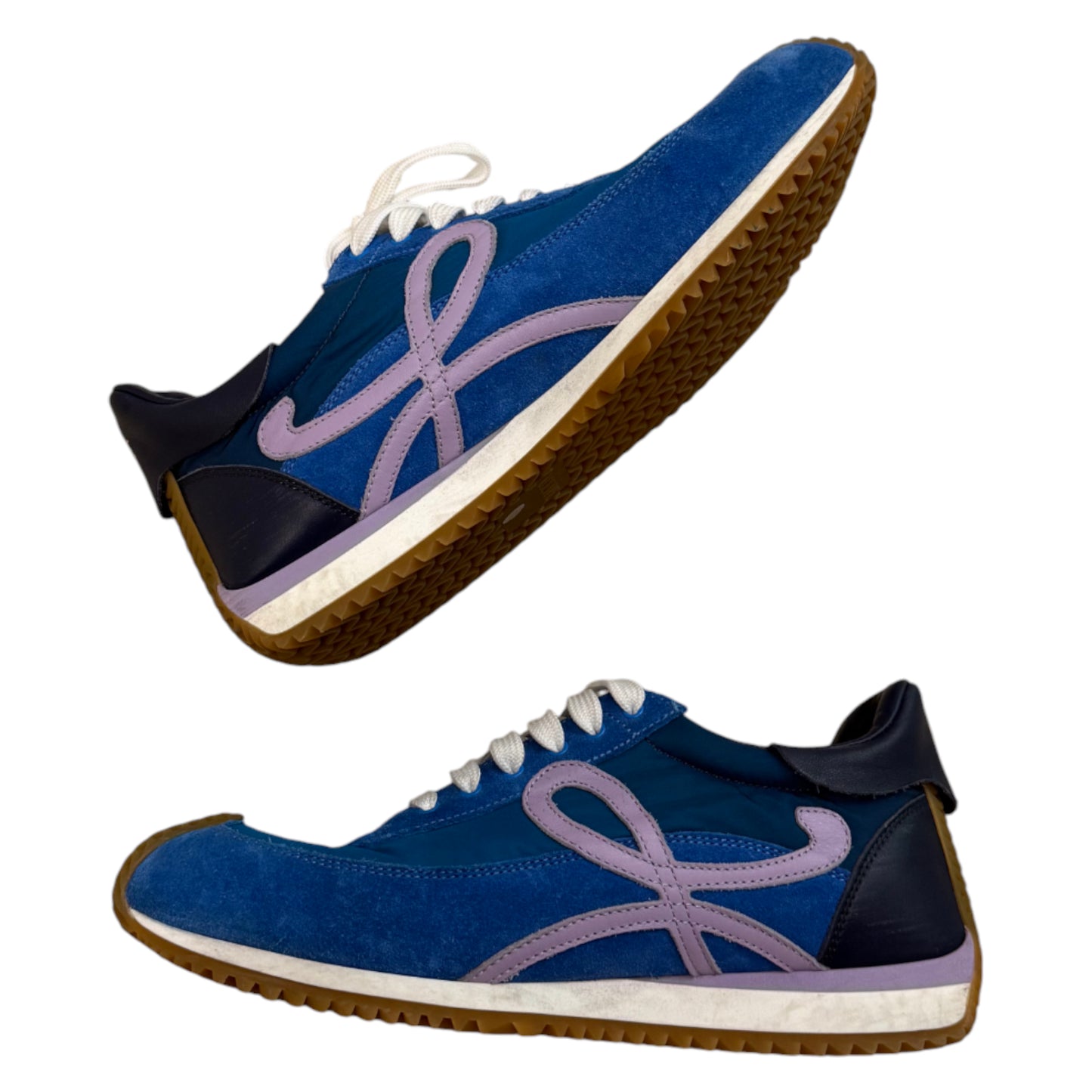 Loewe Flow Runner 2.0 Leather Trimmed Shell And Suede Sneakers blue - UK 7