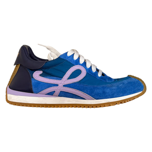 Loewe Flow Runner 2.0 Leather Trimmed Shell And Suede Sneakers blue - UK 7
